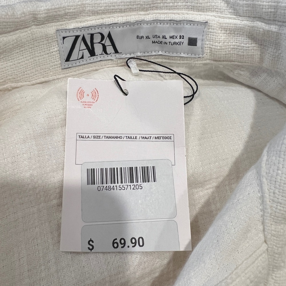 Zara Heavyweight Gauze Rustic Overshirt Shacket Pockets Cream Sz XL NEW - Picture 7 of 8